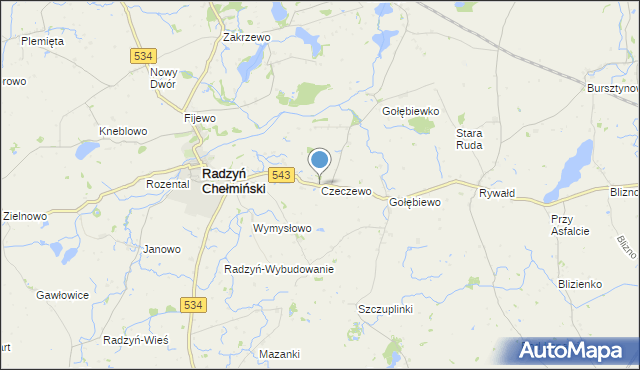 mapa Czeczewo, Czeczewo gmina Radzyń Chełmiński na mapie Targeo